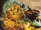 Falafel (chick-pea balls), exotic spices, chili sauce