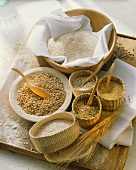 Still life with various types of grain & wholemeal flour