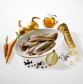 Maties fillets and ingredients for pickling in sherry