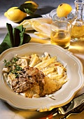 Scaloppine (veal escalope) on chicory gratin