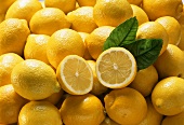 Several Lemons, One Halved (Full Frame)