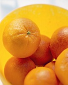 Orangen auf gelbem Glasteller (Ausschnitt)