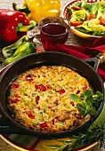 Pepper omelette in the pan