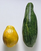 Green and yellow papaya