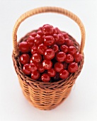 Cranberries in small basket with handles