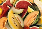 Many slices of melon (filling the picture)