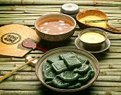 Cheolpyon (Korean green rice biscuits with pattern)