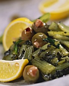 Dandelion salad with olives