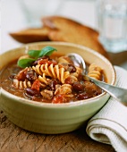 Zuppa di fagioli (Bean and onion soup with noodles, Italy)