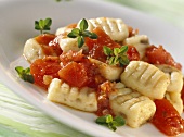 Gnocchi alla novarese (Gnocchi with cep and tomato sauce)