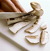 Slicing a mushroom (Leccinum)