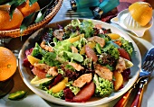 Mixed salad leaves with turkey breast fillet & orange segments
