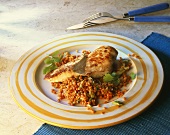 Chicken breast fillet with red lentils