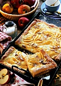 Franconian cheesecake with apples on baking tray