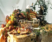 Elegant Buffet with Fruit and Wine