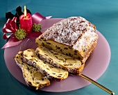 Marzipan strudel, partly sliced