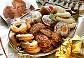 Christmas biscuits arranged on  plate