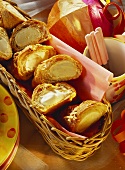 Hot croissants with icecream filling for children's Carnival