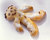Gingerbread man decorated with raisins