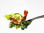 Shrimp on a Fork with Lettuce
