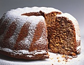 Chocolate and rusk gugelhupf with icing sugar