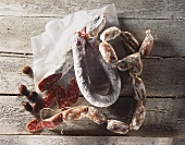 Various sorts of French style salami