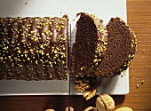 Walnut cake with chocolate icing