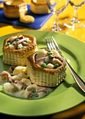Pastry Cups Filled with Vegetables and Ham