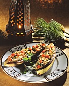 Stuffed baked aubergines from Egypt