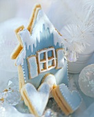 Blue pastry house and hearts