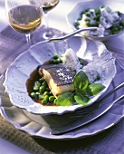 Turbot with peas