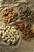 Still life with cashew kernels, raisins, pistachios & almonds