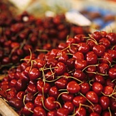 Many cherries in crates