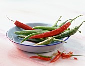 Red and green chili peppers