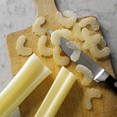 Finely chopping celery