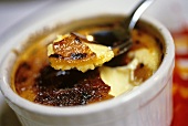 Crème brulee with spoon