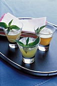 Cocktails with mint and ginger