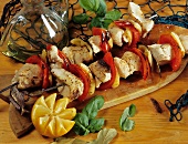 Barbecued fish kebabs