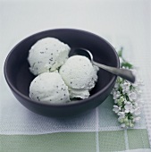 Ice cream with lavender flowers