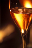 A glass of sparkling Rose Ruinart, Champagne, France