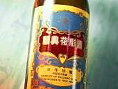 Close-up of a bottle of rice wine from China