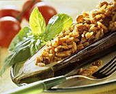 Aubergines stuffed with rice