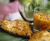 Caribbean catfish with coconut crust and mango salsa