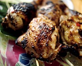 Barbecued chicken pieces with Caribbean jerk marinade