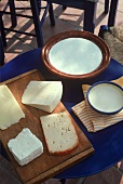 Various types of Greek cheese