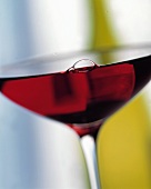 A glass of young red wine  (close-up)