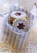 Spitzbuben cookies with redcurrant jelly in gift bag