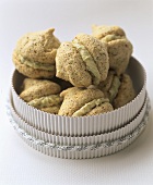 Pistachio macaroons in a gift box