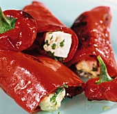 Red peppers stuffed with sheep's cheese