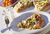Camembert and walnut pizza with vegetables